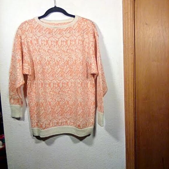 Vintage 90s Streetwear Womens Pastel Orange Longsleeve Knit Sweater Size: M-L - Picture 5 of 13